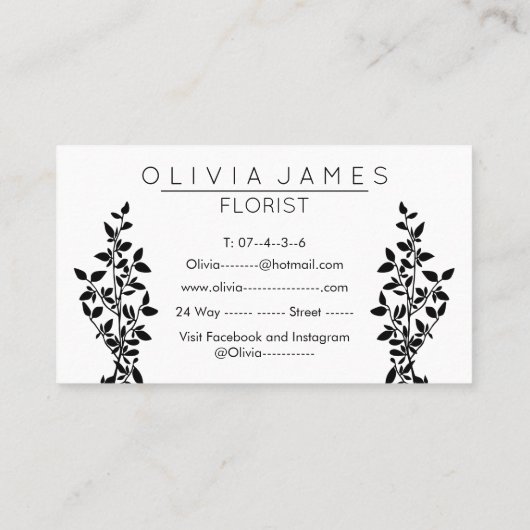 フローラはっきりしたピンクの花フェミニン冠  名刺 (裏面)