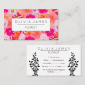 フローラはっきりしたピンクの花フェミニン冠  名刺 (正面/裏面)