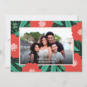 フローラはっきりしたフレーム新年フォトホリデーカード シーズンカード (正面)