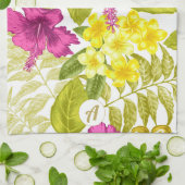 フローラはっきりしたプリントとレトロモノグラム キッチンタオル (折り畳み)