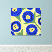 フローラはっきりしたポピーズイエローブルー抽象芸術ドードル キャンバスプリント (インサイチュ (ウッドフロア))
