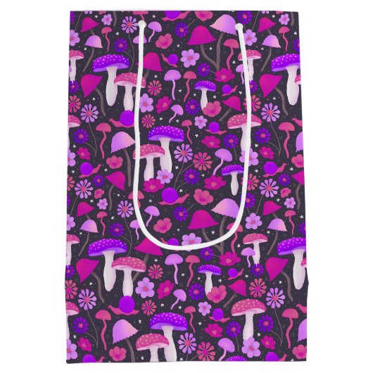 フローラはっきりしたマッシュルームピンク、紫、黒 ミディアムペーパーバッグ (裏面)