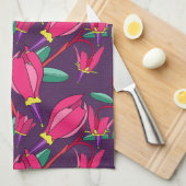 フローラはっきりした射撃、 発砲スターピンク/紫ワイルドフラワー キッチンタオル (四つ折り)