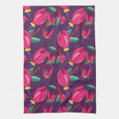 フローラはっきりした射撃、 発砲スターピンク/紫ワイルドフラワー キッチンタオル (縦)
