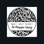 フローラはっきりした植物丸図書名蔵書票 ラバースタンプ<br><div class="desc">フローラはっきりした植物丸図書名蔵書票木印。丸い形に置いた花の模様を特徴読とする。愛してよ。返す。タイポグラフィと美モダンしいスクリプカスタムトフォントのライブラリ名。</div>