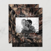 フローラはっきりした植物結婚式の日付を保存 招待状 (正面/裏面)