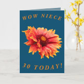 フローラはっきりした30th Birthday Card for Niece カード (黄色い花)