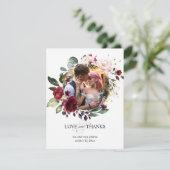 フローラはブルゴーニュ、ピンク、ナス結婚の サンキューカード (スタンド正面)