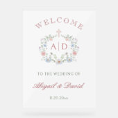 フローラは宗教の結婚モノグラムを歓迎 アクリルサイン (正面)