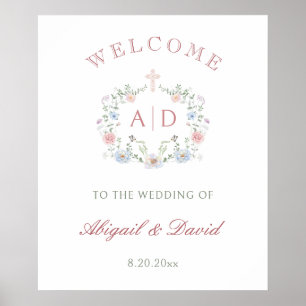 フローラは宗教の結婚モノグラムを歓迎 ポスター