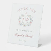 フローラは宗教の結婚モノグラムを歓迎 台座サイン (正面)