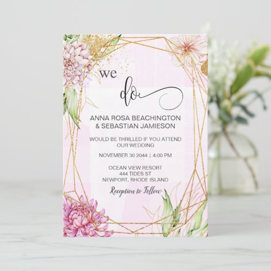 *~*フローラは幾何学的なRSVP AR15 QRを行結婚います 招待状 (スタンド正面)