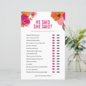 フローラは彼女がウェディングシャワーゲームカードを言った (スタンド正面)