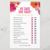 フローラは彼女がウェディングシャワーゲームカードを言った (正面)