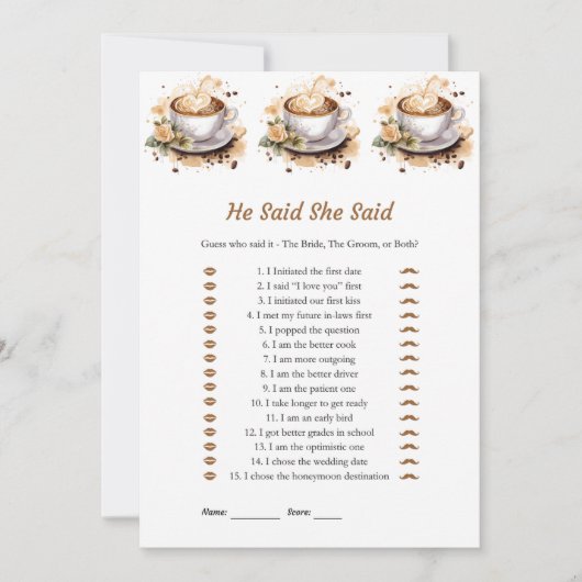 フローラは彼女がブライダルシャワーゲームカードを言った 招待状 (正面)