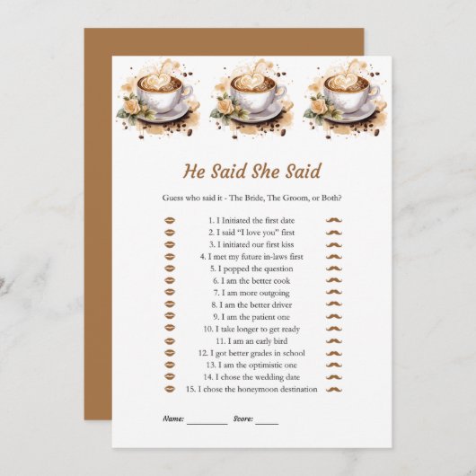 フローラは彼女がブライダルシャワーゲームカードを言った 招待状 (正面/裏面)