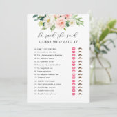 フローラは彼女がブライダルシャワーゲームカードを言った 招待状 (スタンド正面)