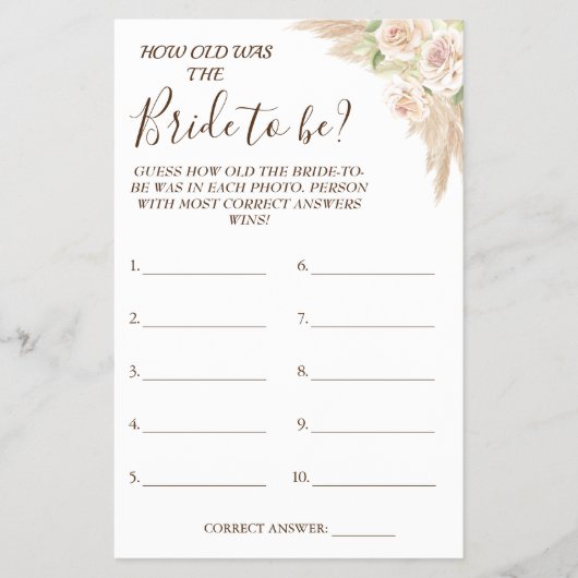 フローラは彼女のシャワーゲームカードの年齢を推測する チラシ (正面)