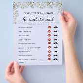 フローラは彼女はブライダルシャワーゲームと言った チラシ (手)