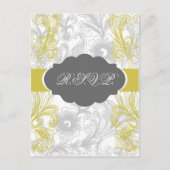 フローラは灰色と黄色に輝結婚く インビテーションポストカード (正面)