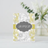 フローラは灰色と黄色に輝結婚く インビテーションポストカード (スタンド正面)