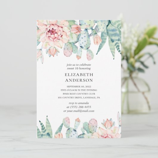 フローラは甘い16.サボテン16歳の誕生日 招待状 (スタンド正面)