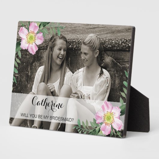 フローラは私の花嫁の付き添いの写真立て フォトプラーク (側面)