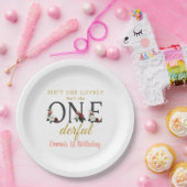 フローラは素敵なOnederful 1歳の誕生日ではない ペーパープレート (パーティー)