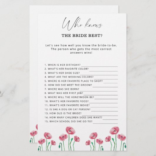 フローラは花嫁のゲームを知っ最高のている (正面/裏面)