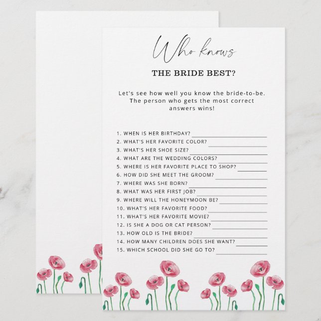 フローラは花嫁のゲームを知っ最高のている (正面/裏面)