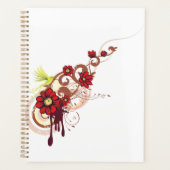 フローラは赤い花とハミングバードで渦巻く プランナー手帳