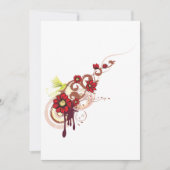 フローラは赤い花とハミングバードで渦巻く 招待状 (正面)