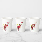 フローラは赤い花とハミングバードで渦巻く 紙コップ