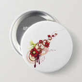 フローラは赤い花とハミングバードで渦巻く 缶バッジ (正面&裏面)