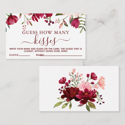 フローラは赤ちゃんシャワーゲームカードの数を推測 エンクロージャーカード (正面/裏面)