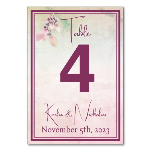 フローラは雲の上結婚に テーブルナンバー (正面)