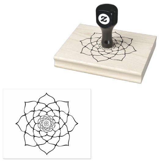 フローラは4" x 5"のゴム印で色を濃くする ラバースタンプ (押印)