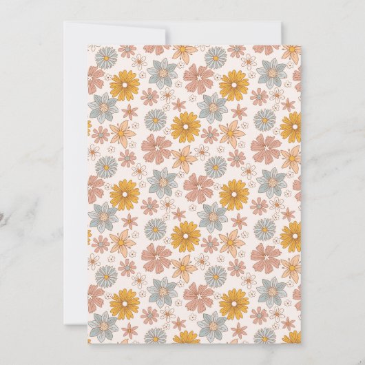 フローラはGroovyのレトロ誕生日パーティーを取得しよう 招待状 (裏面)