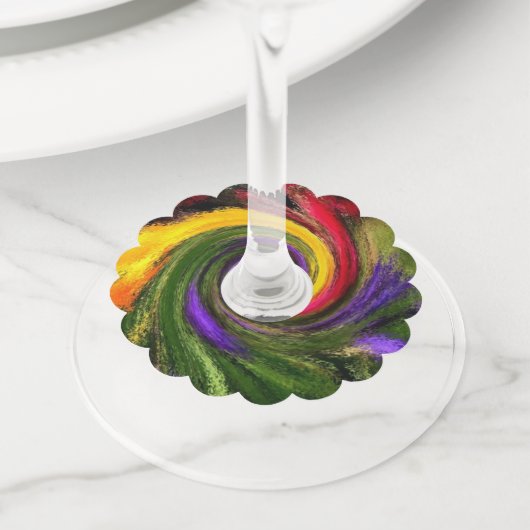 「フローラひねり」うろこ型ワイングラスラベル ワイングラスタグ (クローズアップ)