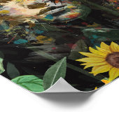 フローラひまわりコラージイエローウーマンポートレート ポスター (角)