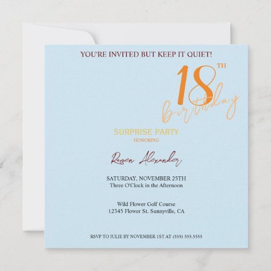 フローラひまわりサプライズ誕生日パーティー 招待状 (裏面)