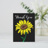 フローラひまわりサンフラワーサンキューブラック&イエローフラワー ポストカード (スタンド正面)
