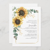 フローラひまわりスクリプトブライダルシャワー 招待状 (正面/裏面)