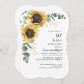 フローラひまわりフローラユーカリ40歳の誕生日 招待状 (正面/裏面)