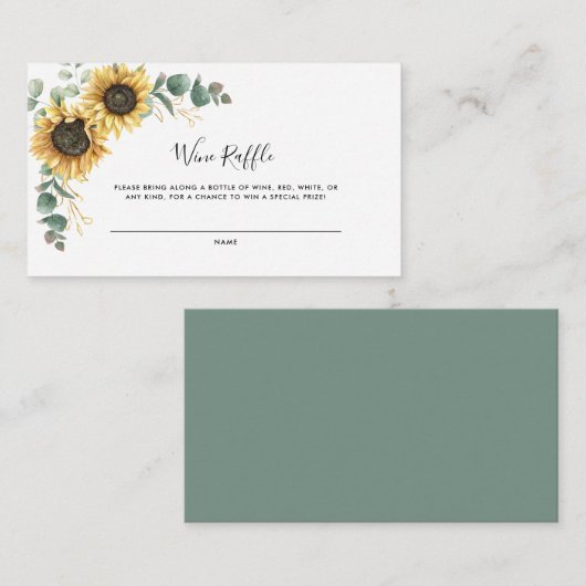 フローラひまわりブライダルシャワーワインラッフル エンクロージャーカード (正面/裏面)