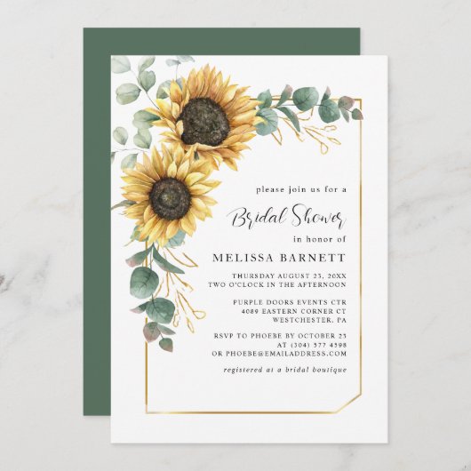 フローラひまわりブライダルシャワー 招待状 (正面/裏面)