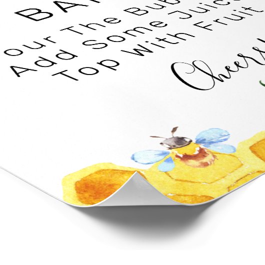 フローラひまわりミツバチ赤ちゃんシャワーママ – osaバーサイン ポスター (角)