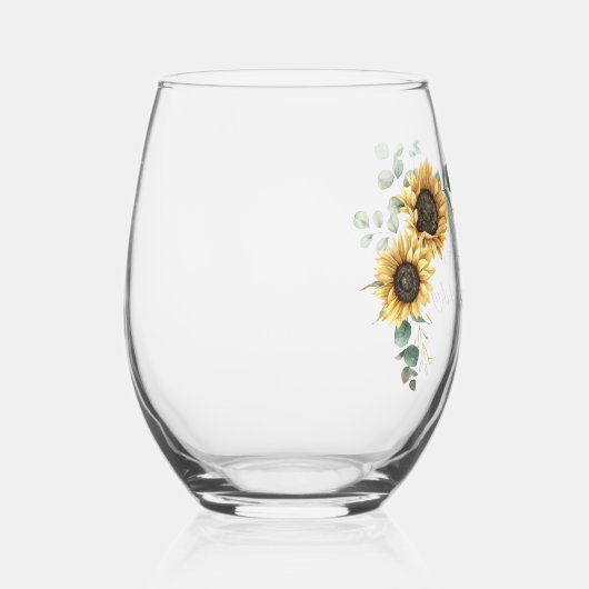 フローラひまわりユーカリプタススクリプト60誕生日 ステムなしワイングラス (右)
