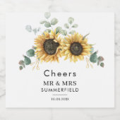 フローラひまわりユーカリ水彩 スパークリングワインラベル (シングルラベル)