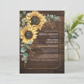 フローラひまわりユーカリ素朴ブライダルシャワー 招待状 (スタンド正面)